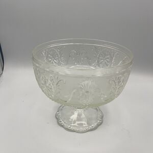 Vintage Indiana Glass Co.  Sandwich Pressed Glass Pedestal Bowl